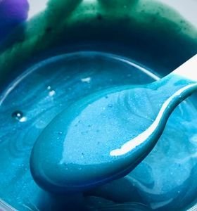 Beachouse Blue, gray, sparkling, acrylic
